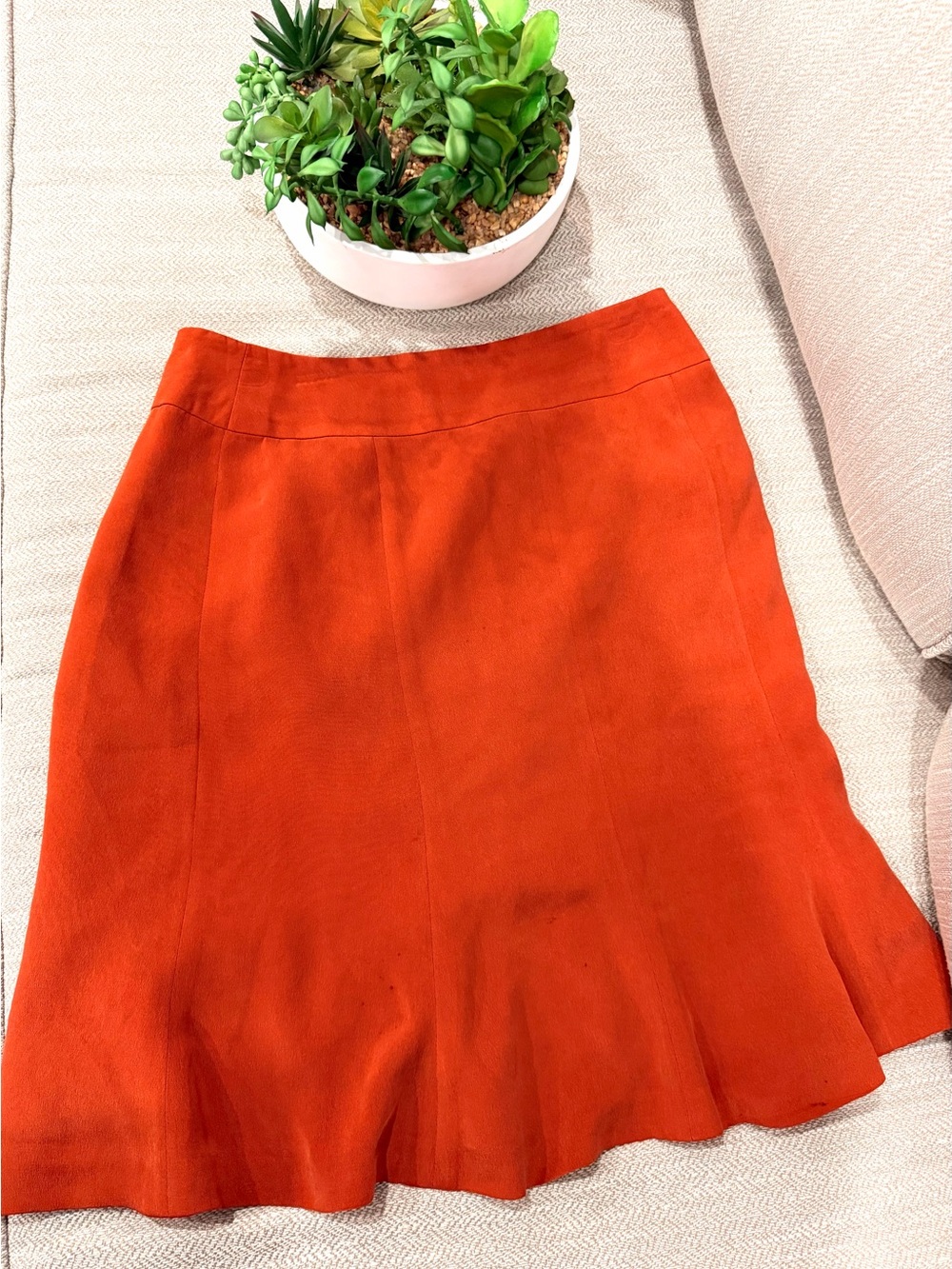 dressbarn 100% silk burnt Orange A-Line Skirt